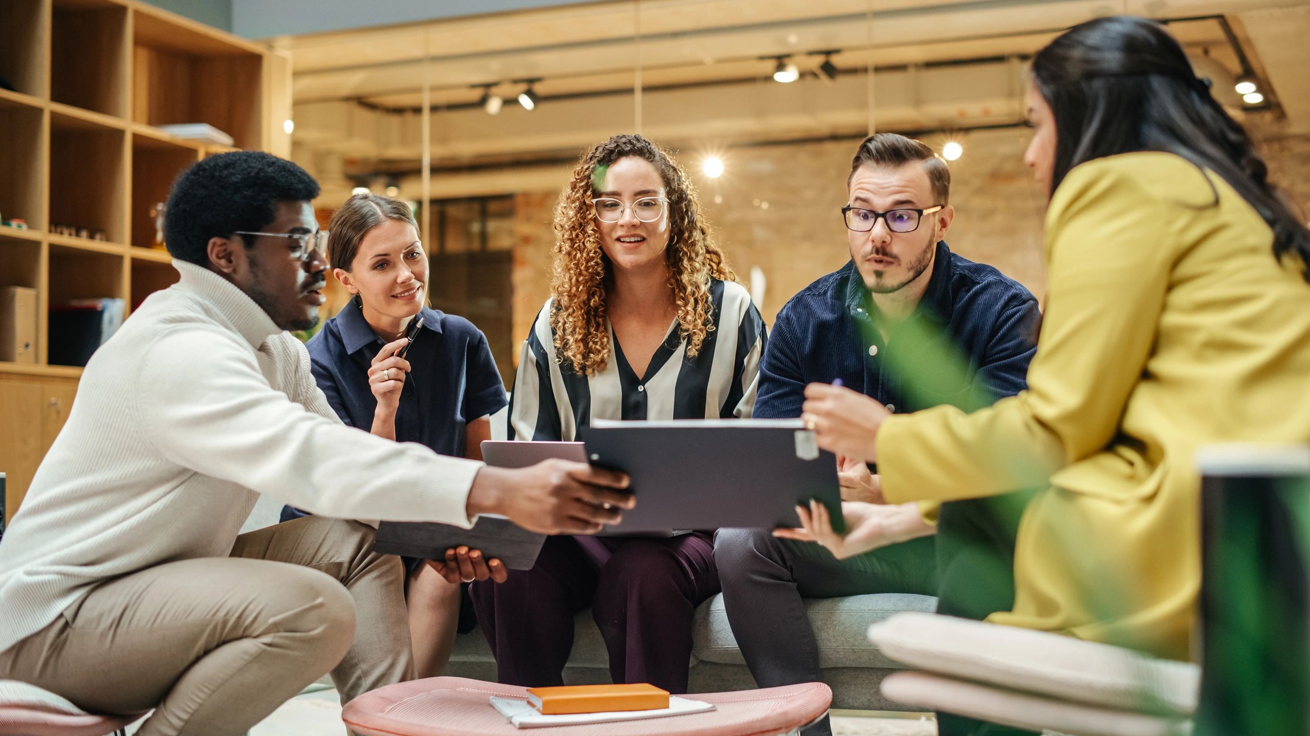 Team collaborating in a modern ecommerce office
