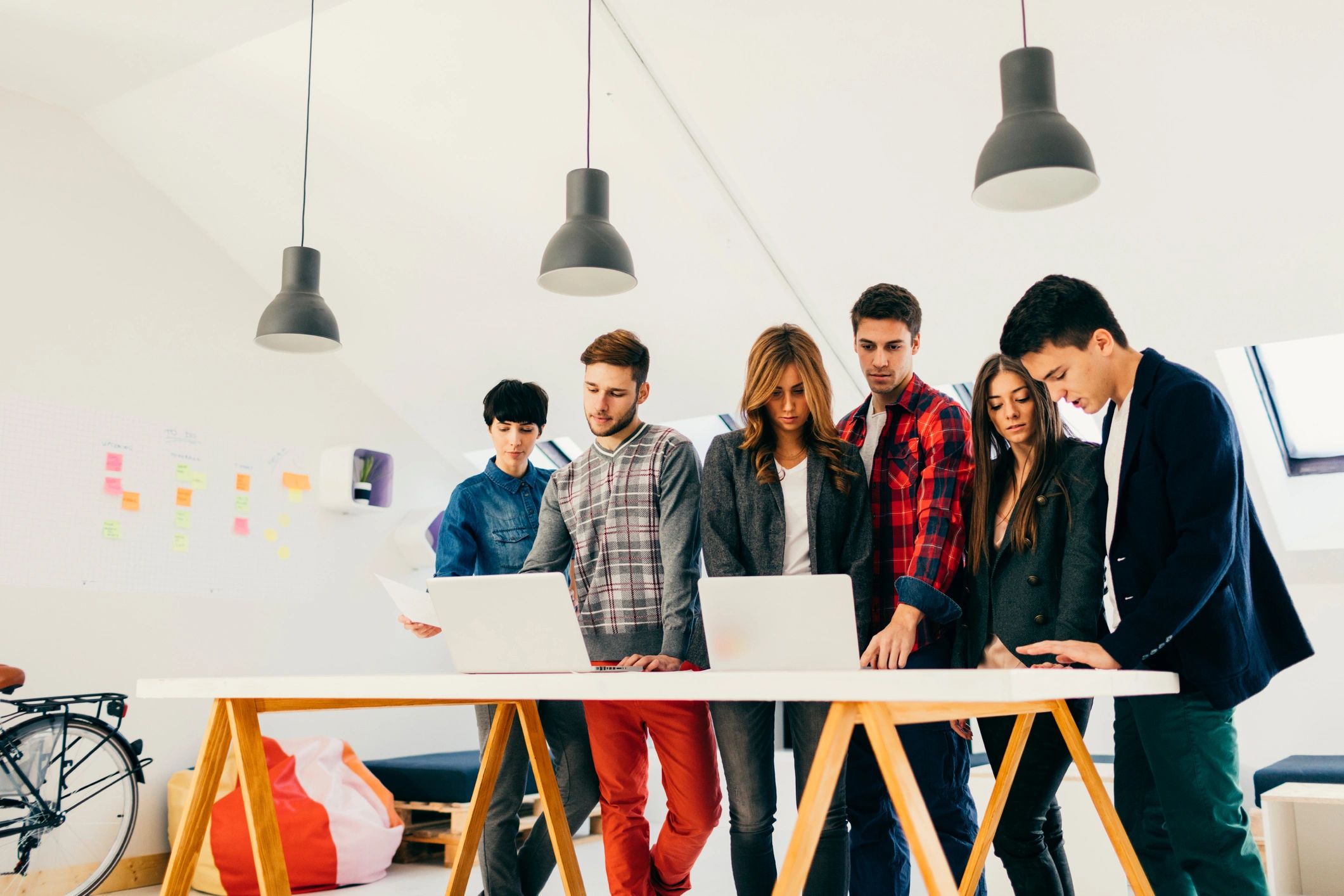 Startup team collaborating together in an office